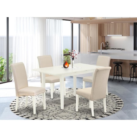 East West Furniture 5 Piece Norfolk Modern Dining Table Set - Linen White NOBA5-LWH-01